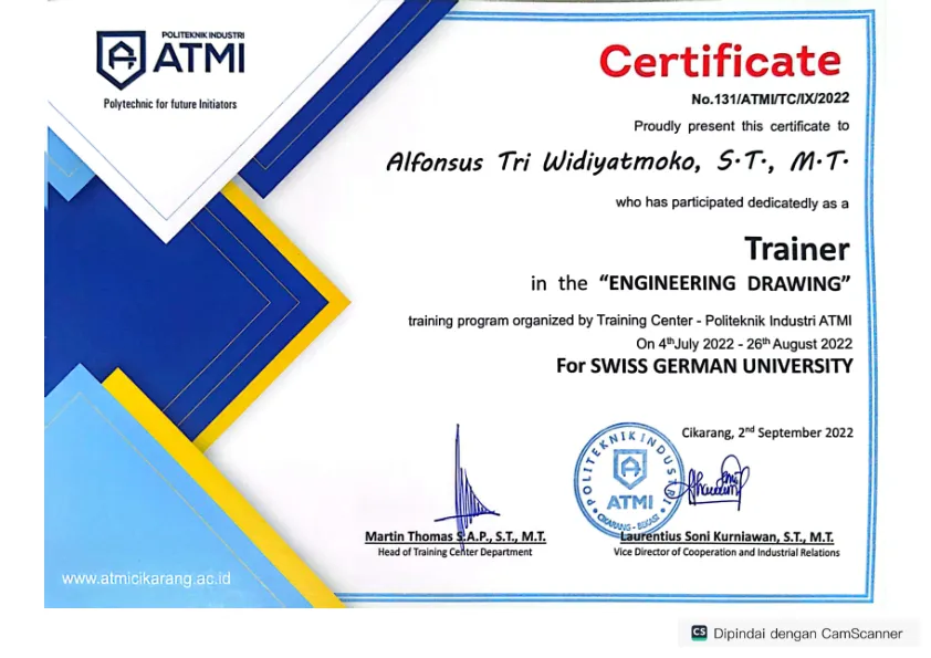 Sertifikat Trainer Engineering Drawing